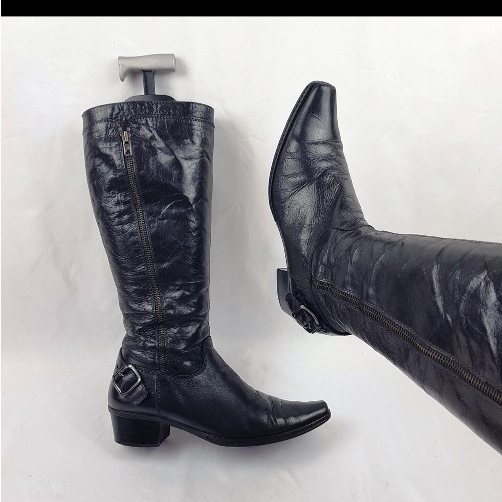 Vintage Y2K 90s Black Leather Italian Boots